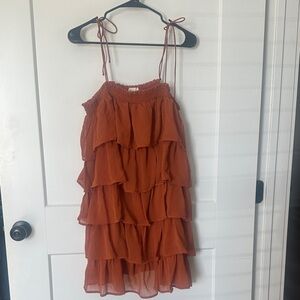 Peach Love California Terracotta Smocked Dress